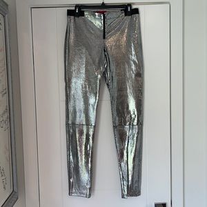 Alice and Olivia Leather silver pants NWT